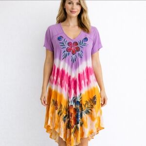 Exist | Elevated Embroidered Boho Waterfall Hemline Rayon Dress